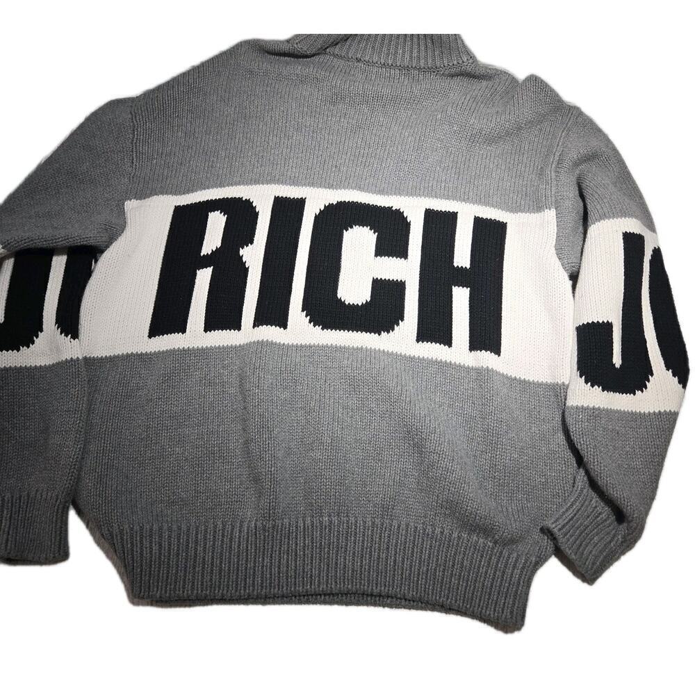 Joyrich Logo Grey Black Spellout Mock Turtleneck Sweater Preppy Punk Grunge LARG